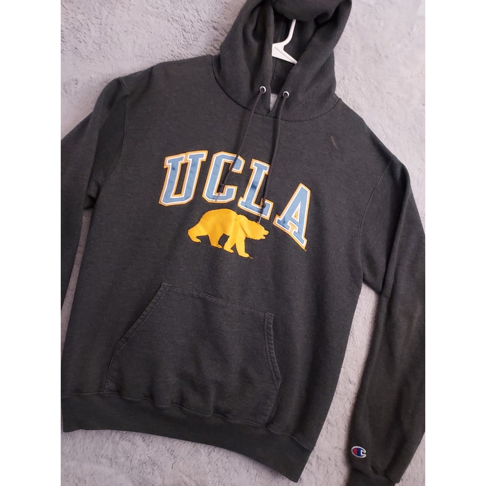 UCLA Hoodie Mens Medium Champion Emboridered Heather Gray‎ Fleece NCAA Bruins